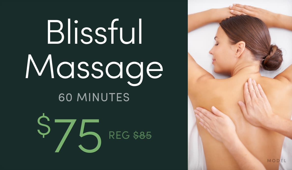 Blissful Massage (60 Minutes) is now $75 (reg. $85)